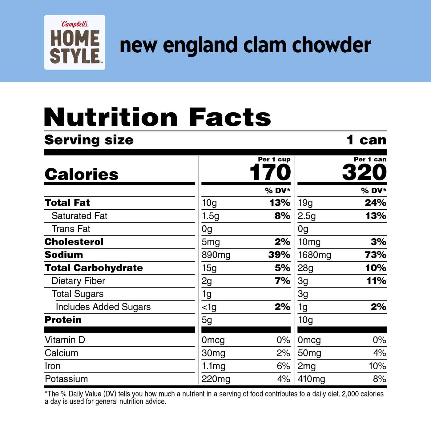 Campbell's Homestyle New England Clam Chowder Soup; image 2 of 6