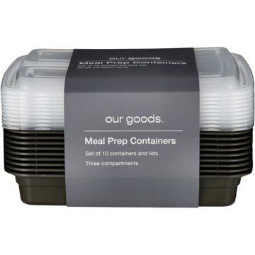 our goods 3 Section Meal Prep Container, 10 ct