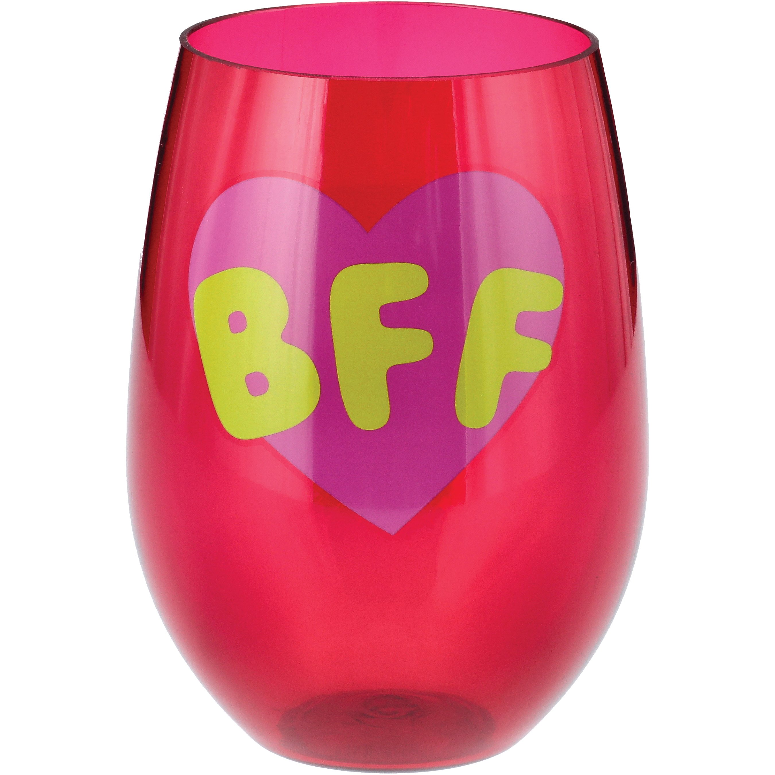 Destination Holiday Valentine's Day BFF Plastic Stemless Wine Glass