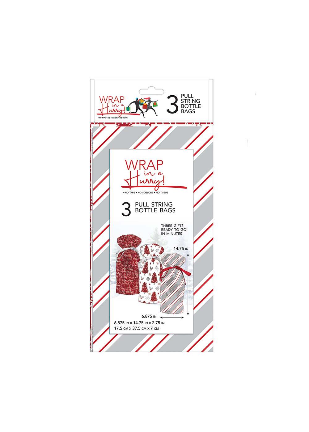 Wrap in a Hurry Bottle Pull String Christmas Gift Bags; image 1 of 2