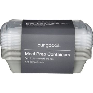 our goods 2 Section Meal Prep Containers, 10 ct