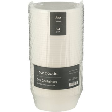 our goods Deli Containers with Lids, 24 Pk, 8 oz