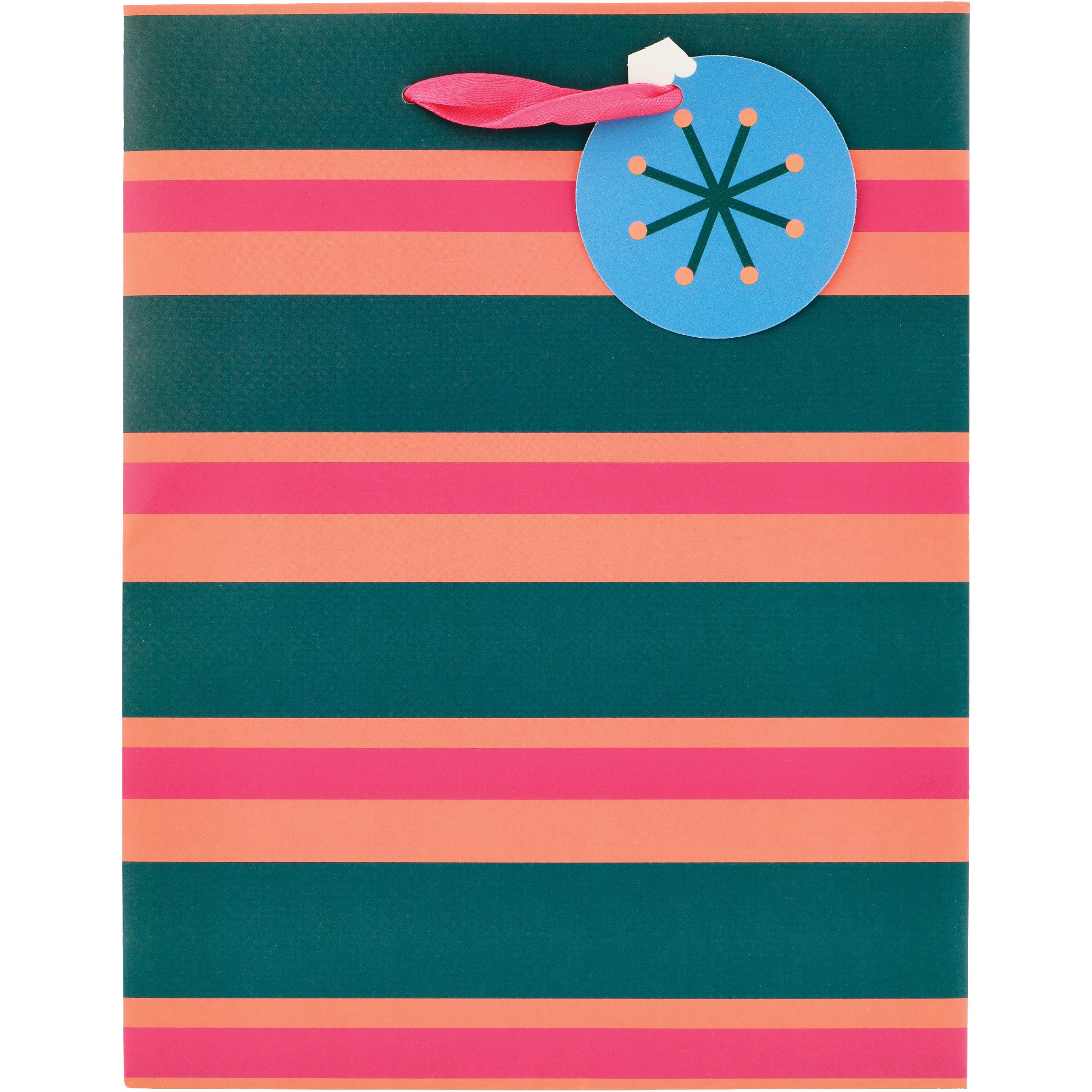 Destination Holiday Striped Christmas Gift Bag Small Shop Gift Wrap