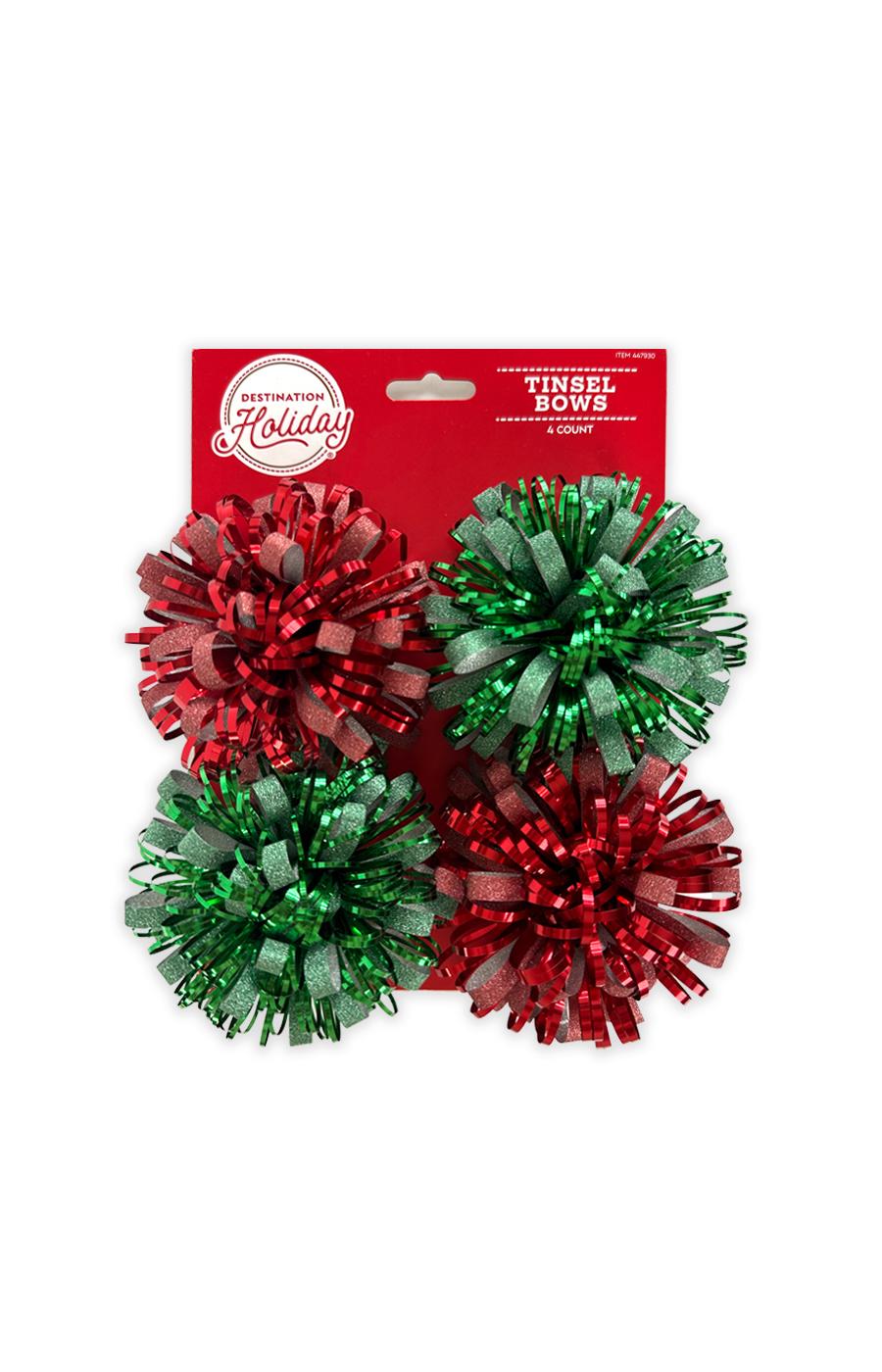 Destination Holiday Christmas Tinsel Bows Red & Green Shop Gift