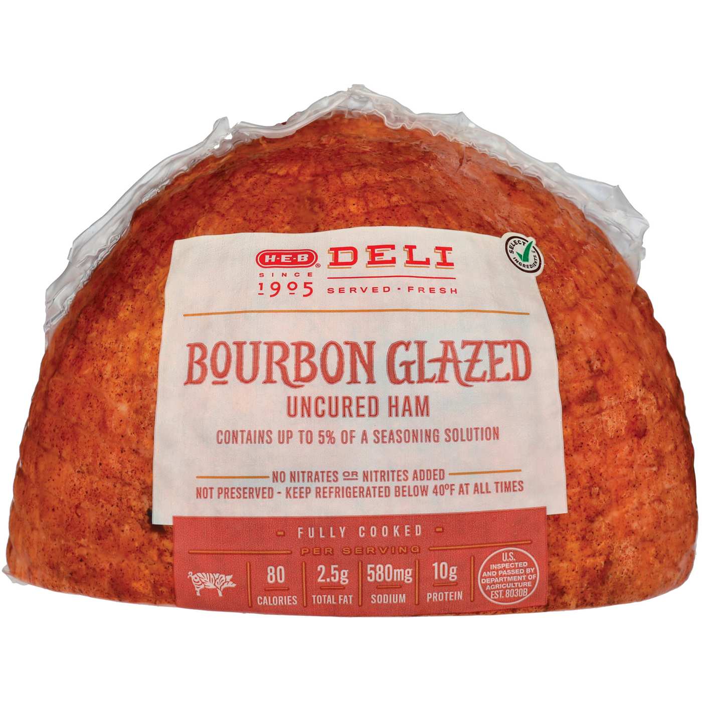 H-E-B Deli Bourbon Glazed Uncured Ham, Custom Sliced; image 3 of 3