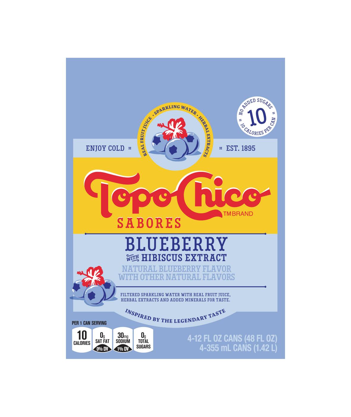 Topo Chico Sabores Blueberry with Hibiscus Sparkling Mineral Water 12 oz Cans; image 1 of 2