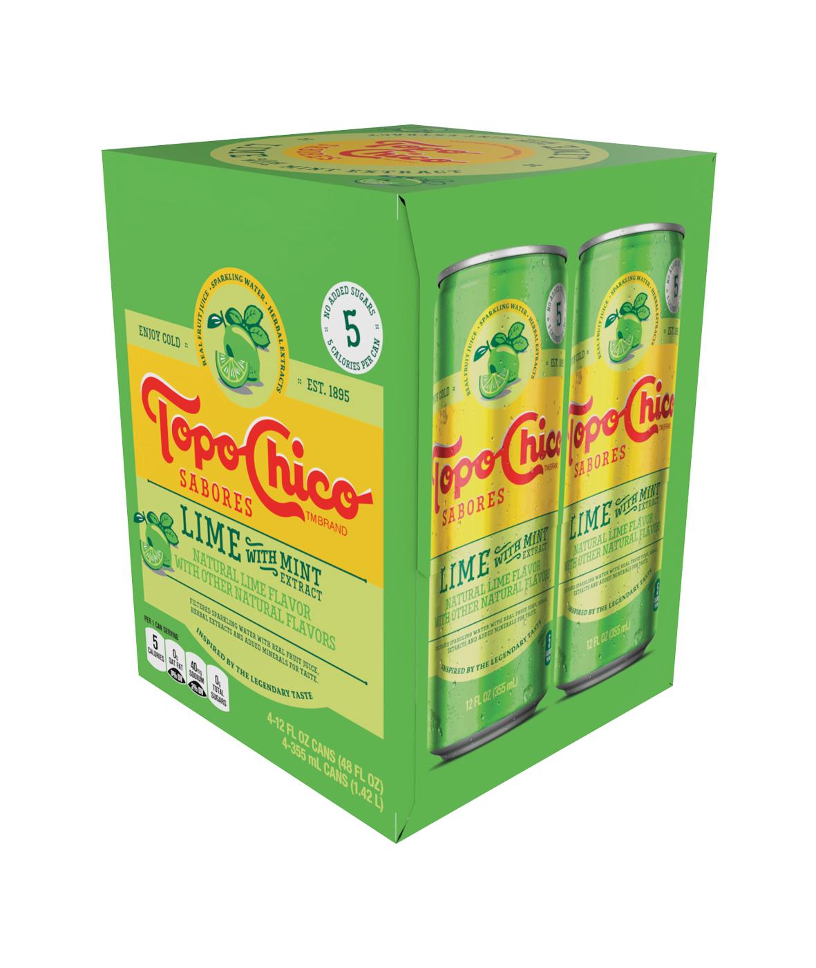 Topo Chico Sabores Lime with Mint Sparkling Mineral Water 12 oz Cans