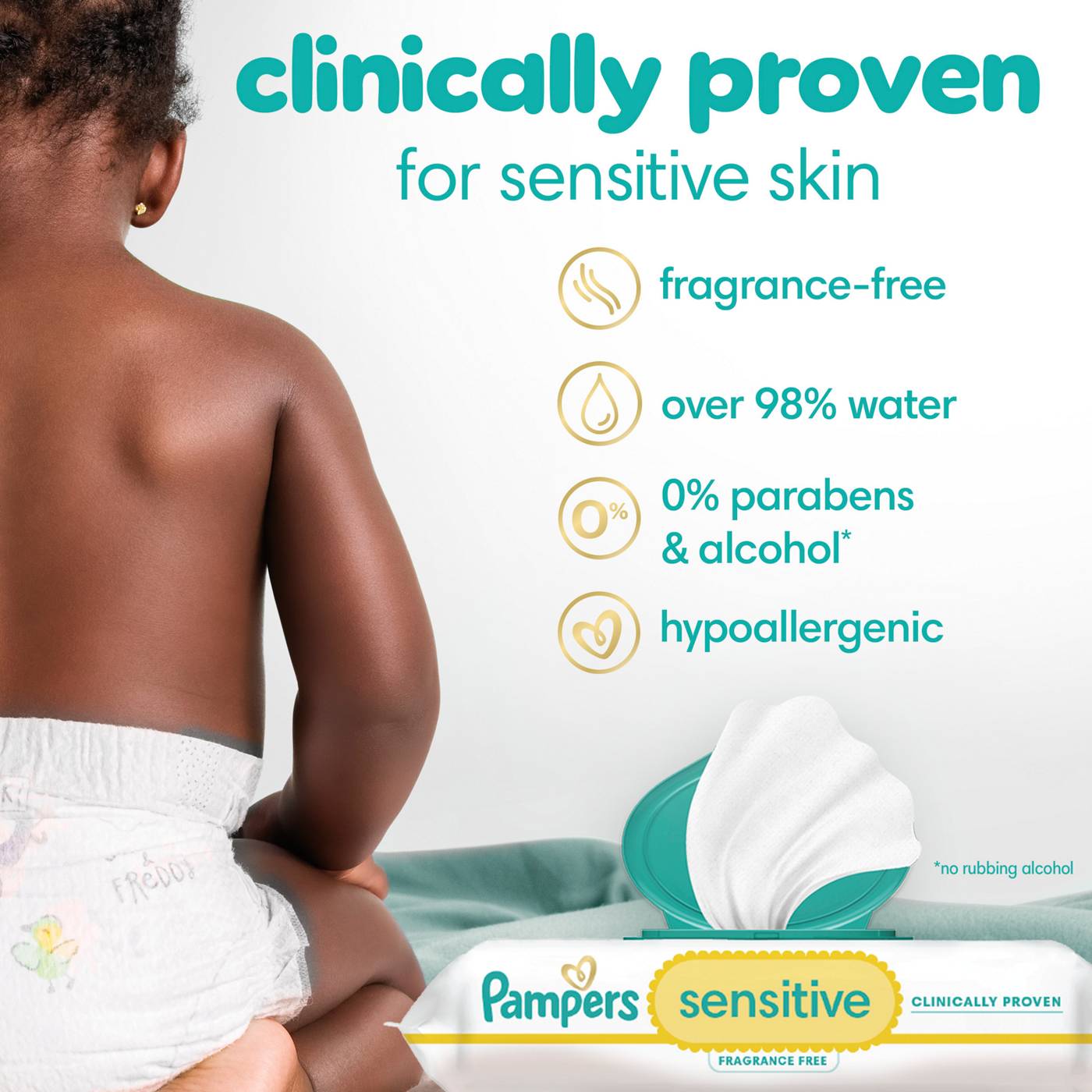 Pampers Sensitive Baby Wipes - Fragrance Free, Water Based, 12 pk; image 3 of 10