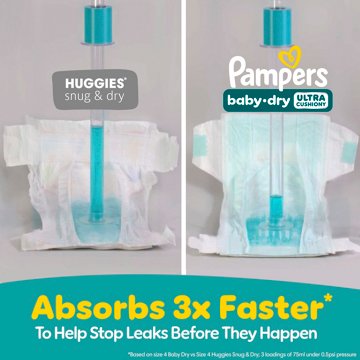 Pampers Baby Dry Ultra Cushiony Diapers - Size 7 (26-50 lbs)