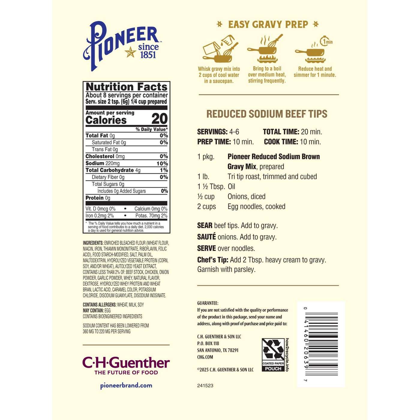 Pioneer Reduced Sodium Brown Gravy Mix; image 2 of 3