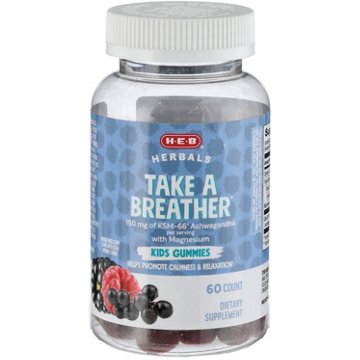 H-E-B Herbals Take a Breather Ashwagandha & Magnesium Kid's Gummies - Mixed Berry, 60 ct