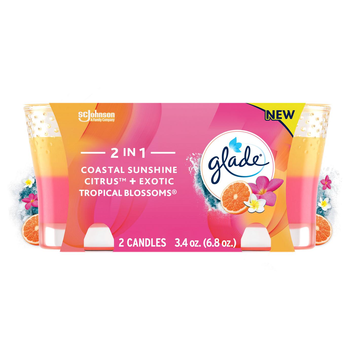 Glade 2 in 1 Sunshine Citrus & Tropical Blossoms Candles - Shop Candles ...