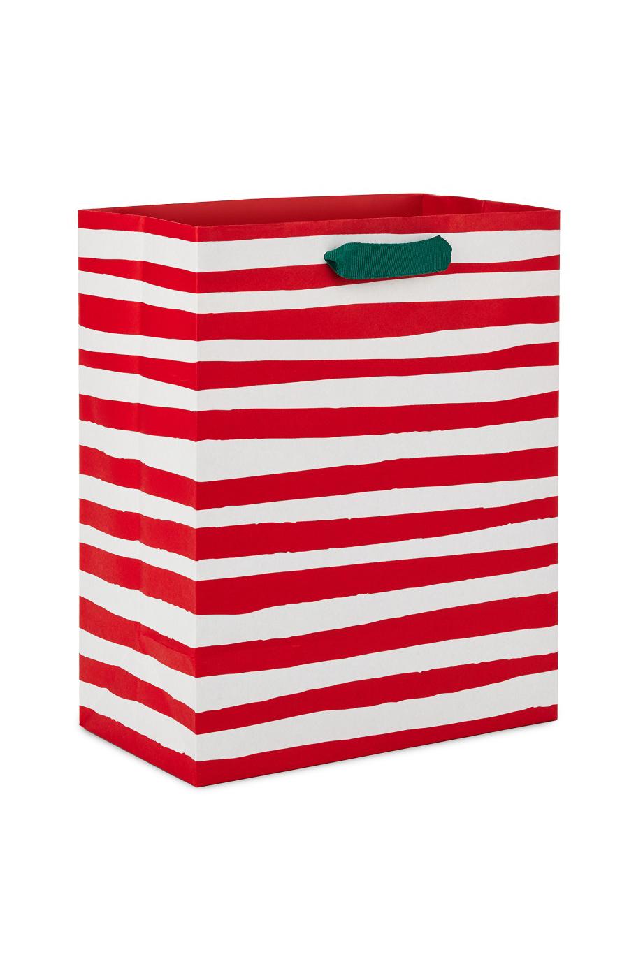 Hallmark Medium Christmas Gift Bag - Red & White Stripes; image 1 of 3