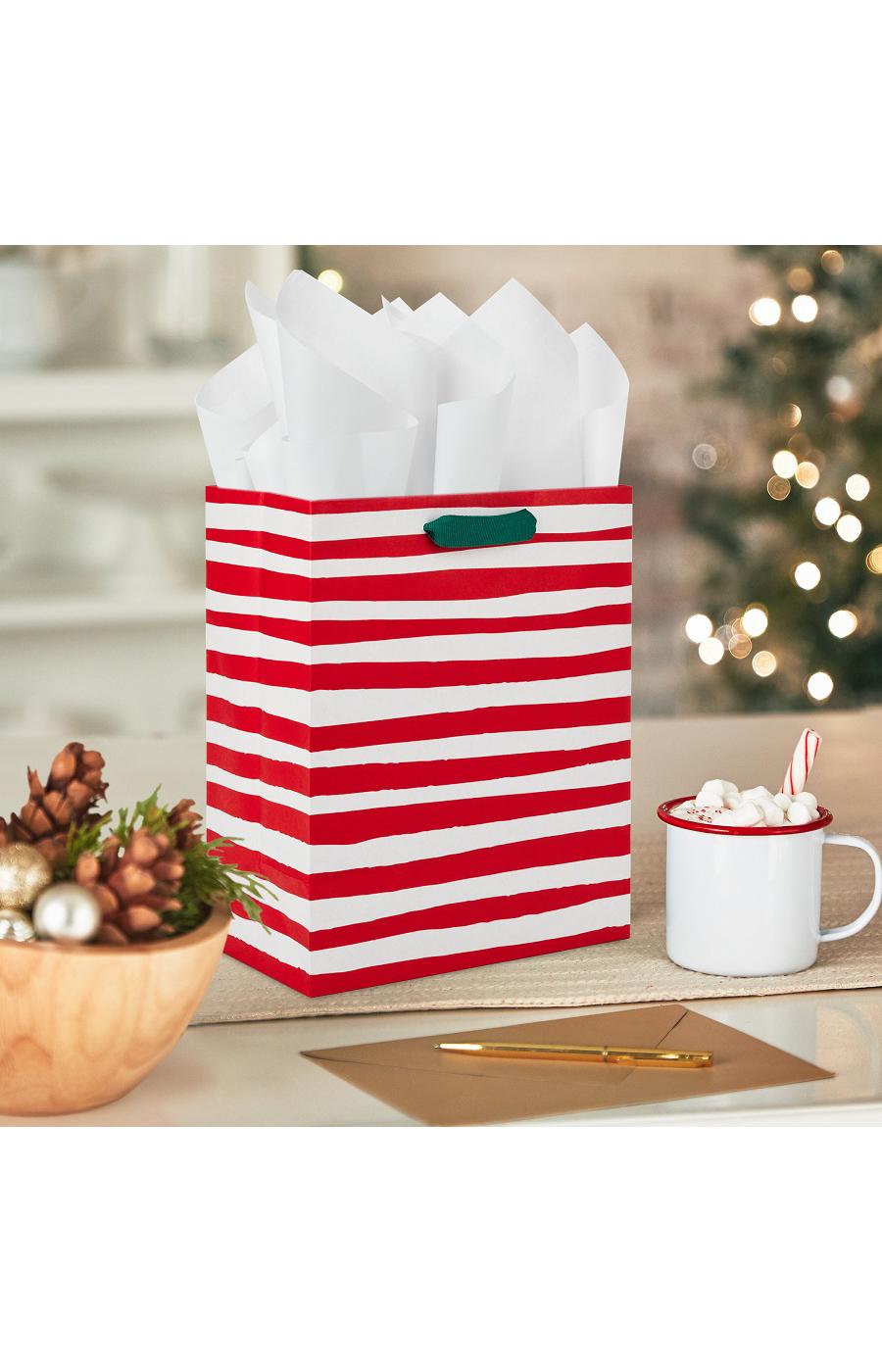 Hallmark Medium Christmas Gift Bag - Red & White Stripes; image 3 of 6