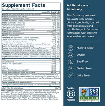 True Grace One Daily Men's Multivitamin 40+ Vegan Tablets, 30 ct