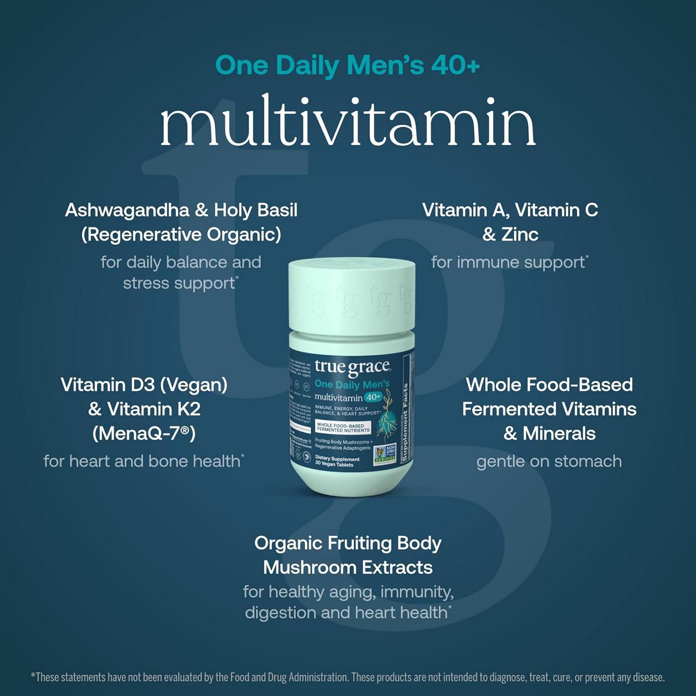 True Grace One Daily Men's Multivitamin 40+ Vegan Tablets; image 6 of 6