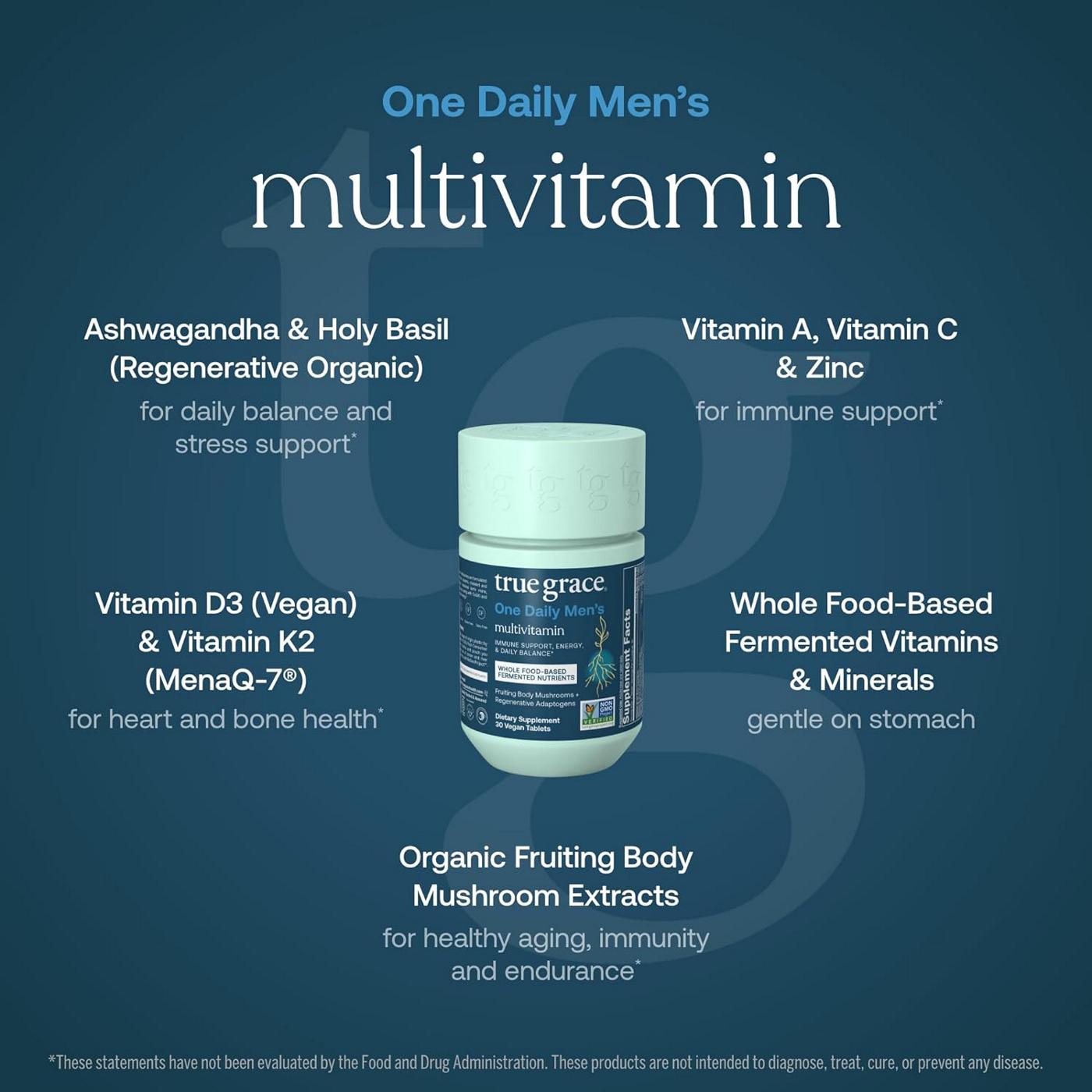 True Grace One Daily Men's Multivitamin Vegan Tablets; image 2 of 7