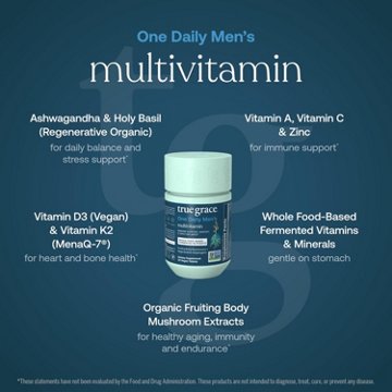 True Grace One Daily Men's Multivitamin Vegan Tablets, 30 ct