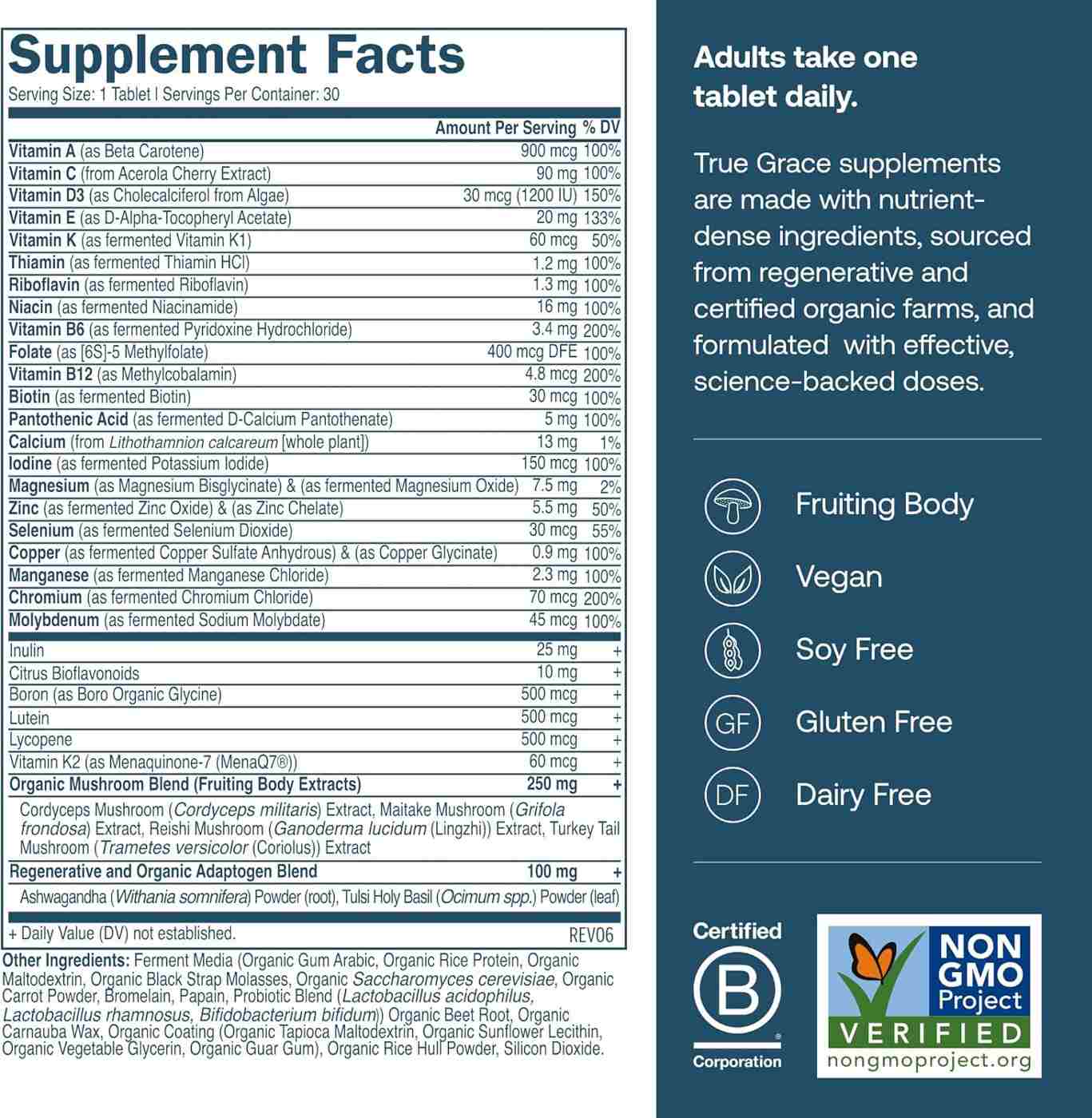 True Grace One Daily Men's Multivitamin Vegan Tablets; image 5 of 7