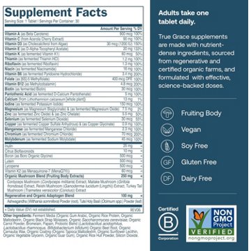 True Grace One Daily Men's Multivitamin Vegan Tablets, 30 ct