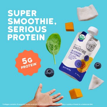Serenity Kids Dairy Free Blueberry Butternut Smoothie with Organic Coconut Cream & Grass Fed Collagen Baby Food Pouch