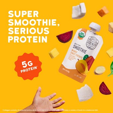 Serenity Kids Dairy Free Mango Sweet Potato Smoothie with Organic Coconut Cream & Grass Fed Collagen Baby Food Pouch