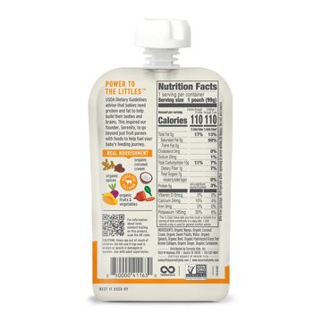 Serenity Kids Dairy Free Mango Sweet Potato Smoothie with Organic Coconut Cream & Grass Fed Collagen Baby Food Pouch