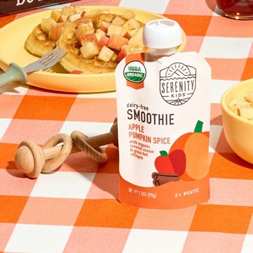 Serenity Kids Dairy Free Apple Pumpkin Spice Smoothie with Organic Coconut Cream & Grass Fed Collagen Baby Food Pouch