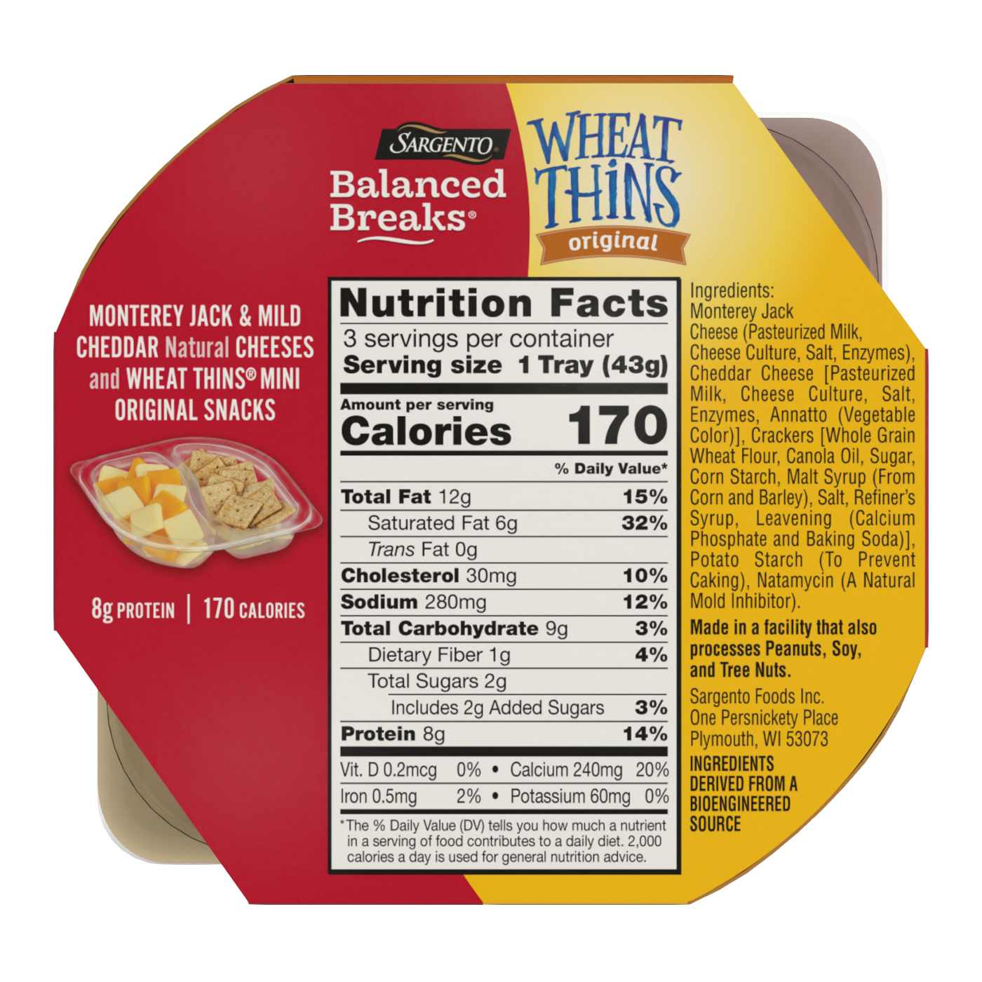 SARGENTO Balanced Breaks Snack Trays - Monterey Jack & Mild Cheddar Cheese with Wheat Thins Mini Original Snacks; image 2 of 2