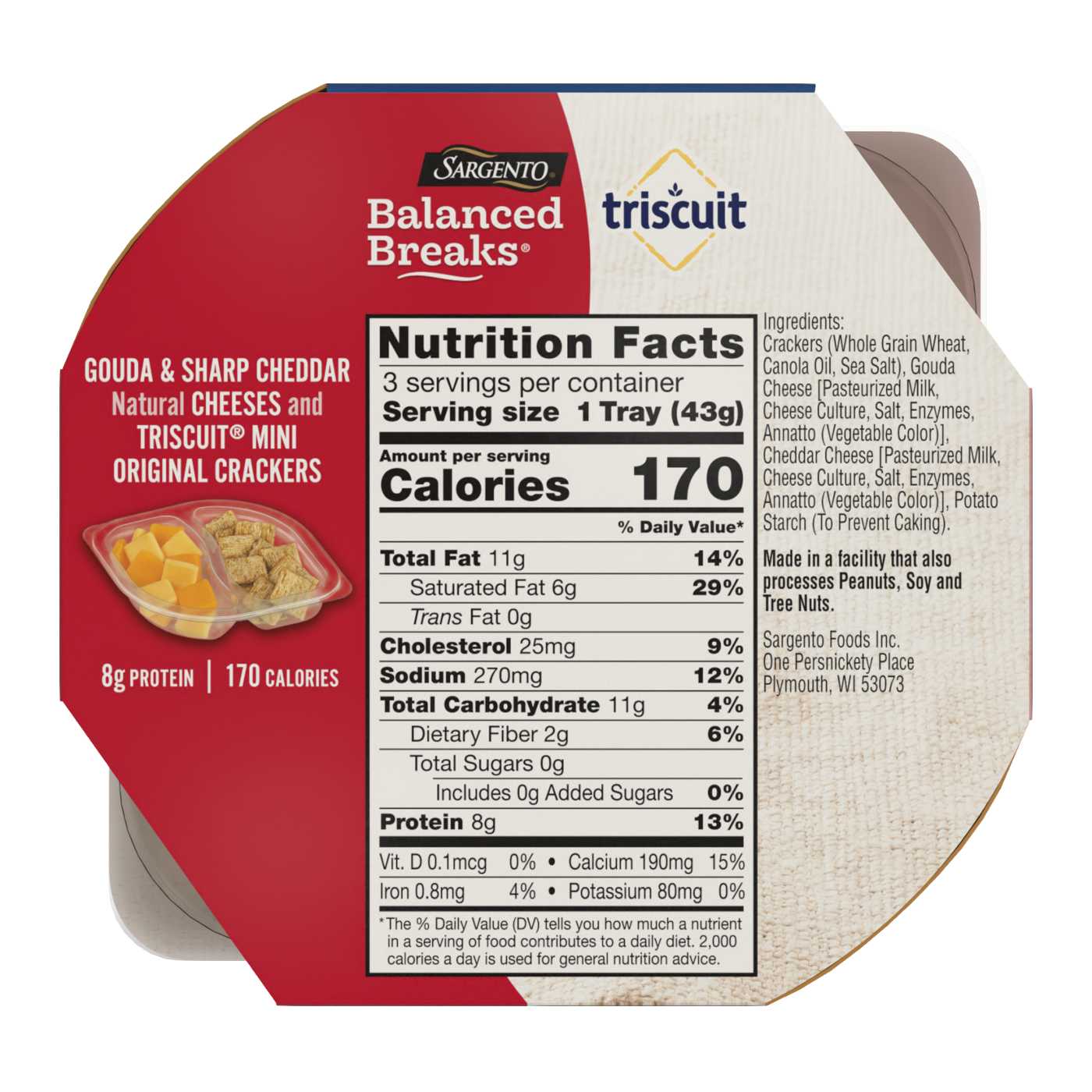SARGENTO Balanced Breaks Snack Trays - Gouda & Sharp Cheddar Cheese with Triscuit Mini Original Crackers; image 2 of 3