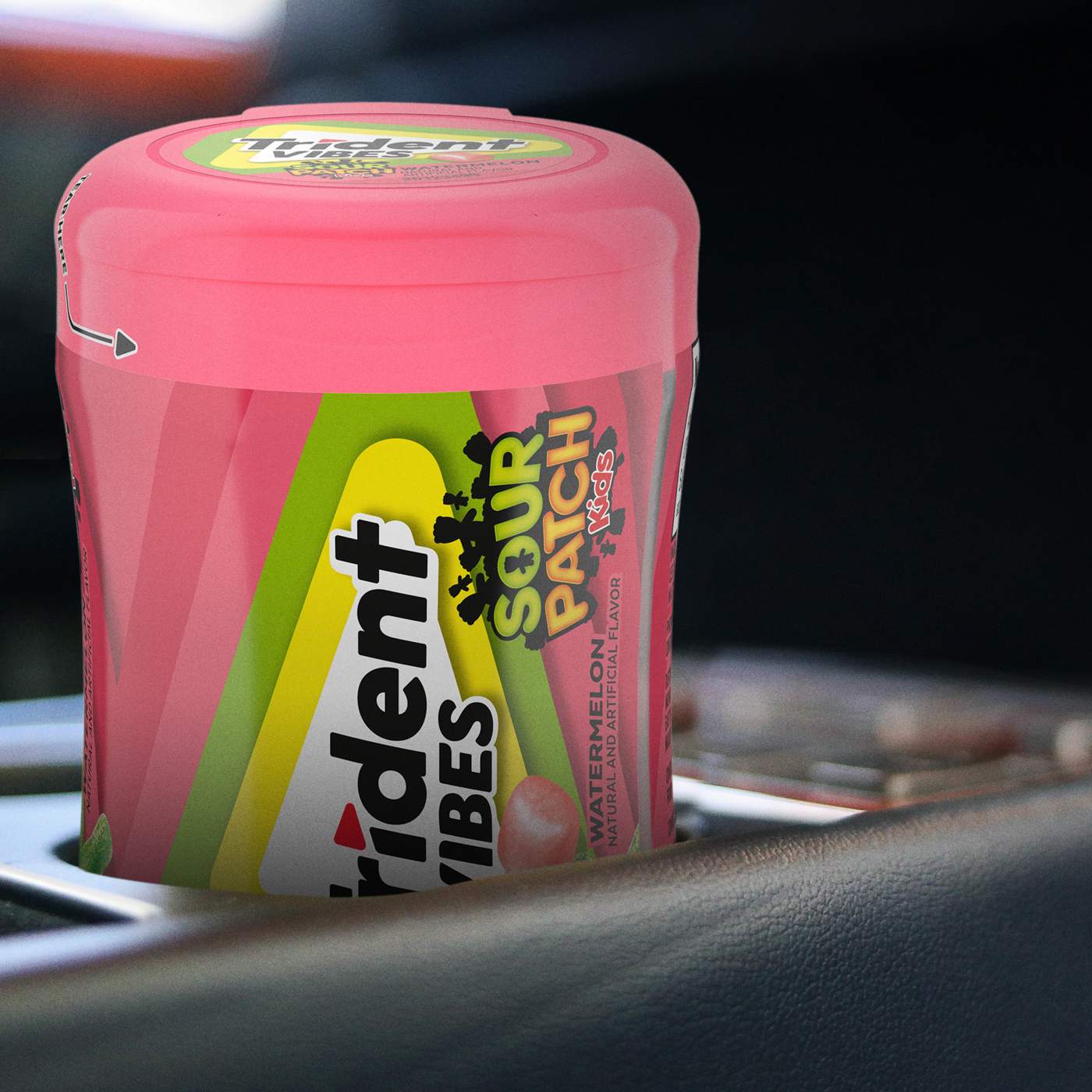 Trident Vibes Sour Patch Kids Watermelon Sugar Free Gum Bottle; image 2 of 3