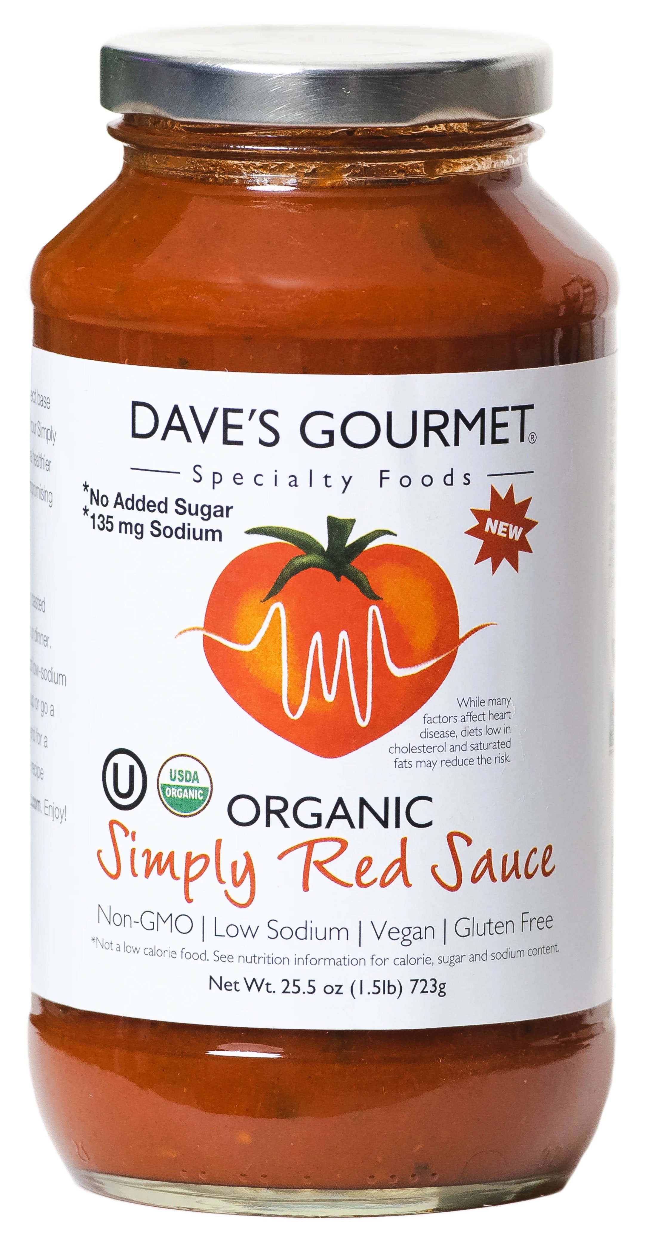 Dave's Gourmet Organic Simply Red Pasta Sauce, 25.5 oz | Central