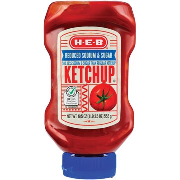 H-E-B Tomato Ketchup – Reduced Sodium & Sugar, 19.5 oz