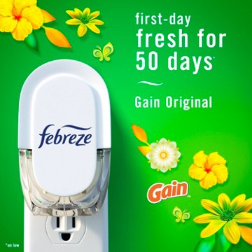 Febreze Plug In Air Freshener, Odor-Fighting Scented Oil Refill, Gain Scent