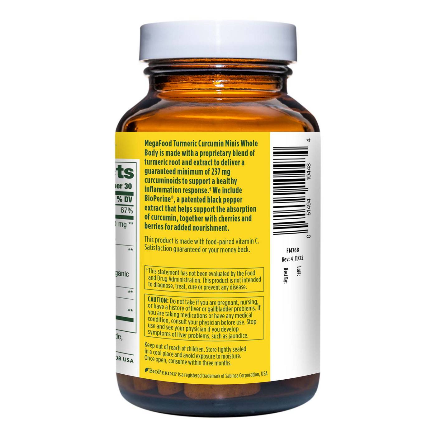 MegaFood Turmeric Curcumin Mini Tablets; image 3 of 4