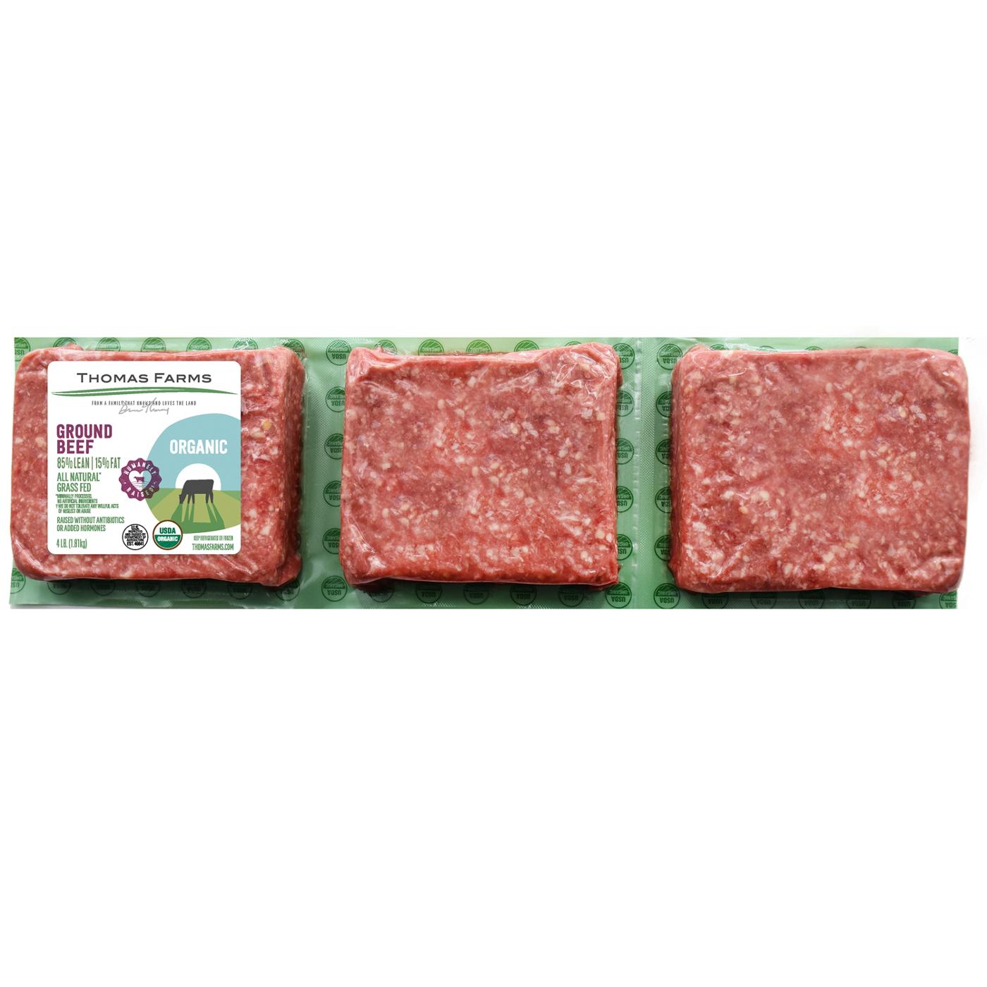 THOMAS FARMS Organic Grass Fed Ground Beef, 85 Lean Shop Beef at HEB