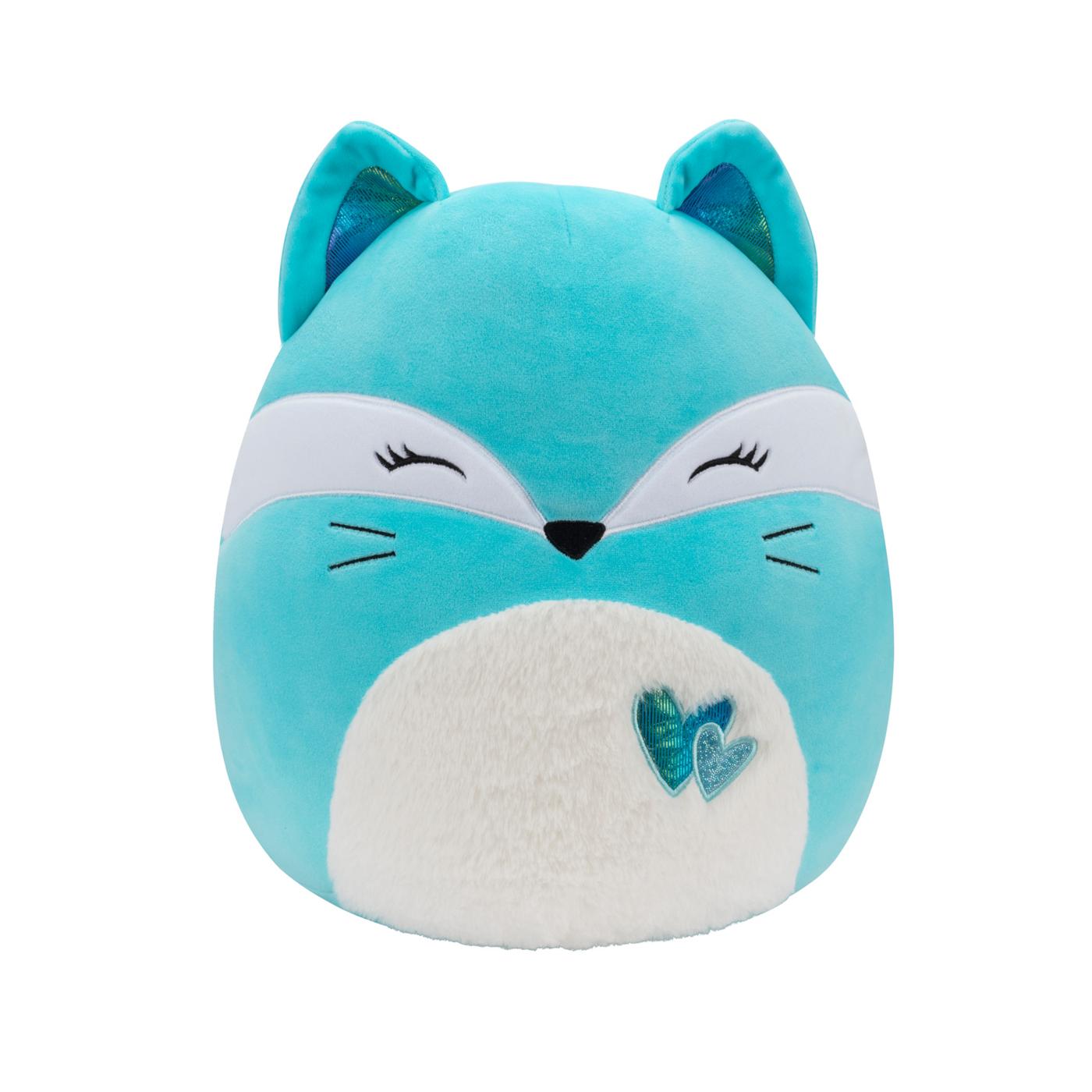 Squishmallows Pania the Teal Fox Valentine's Plush; image 1 of 3