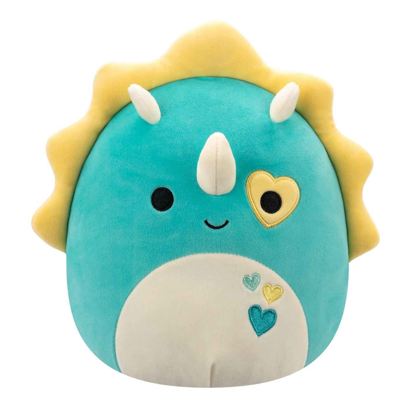 Squishmallows Braedon the Teal Triceratops Valentine's Plush; image 1 of 3