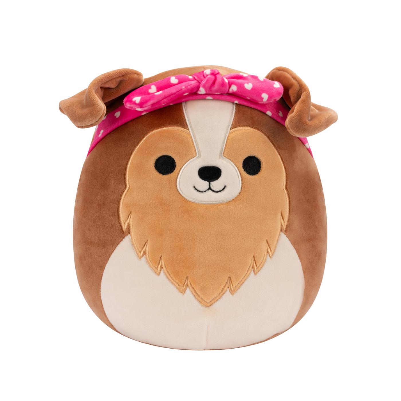 Squishmallows Andres the Brown Sheltie Valentine's Plush; image 1 of 3