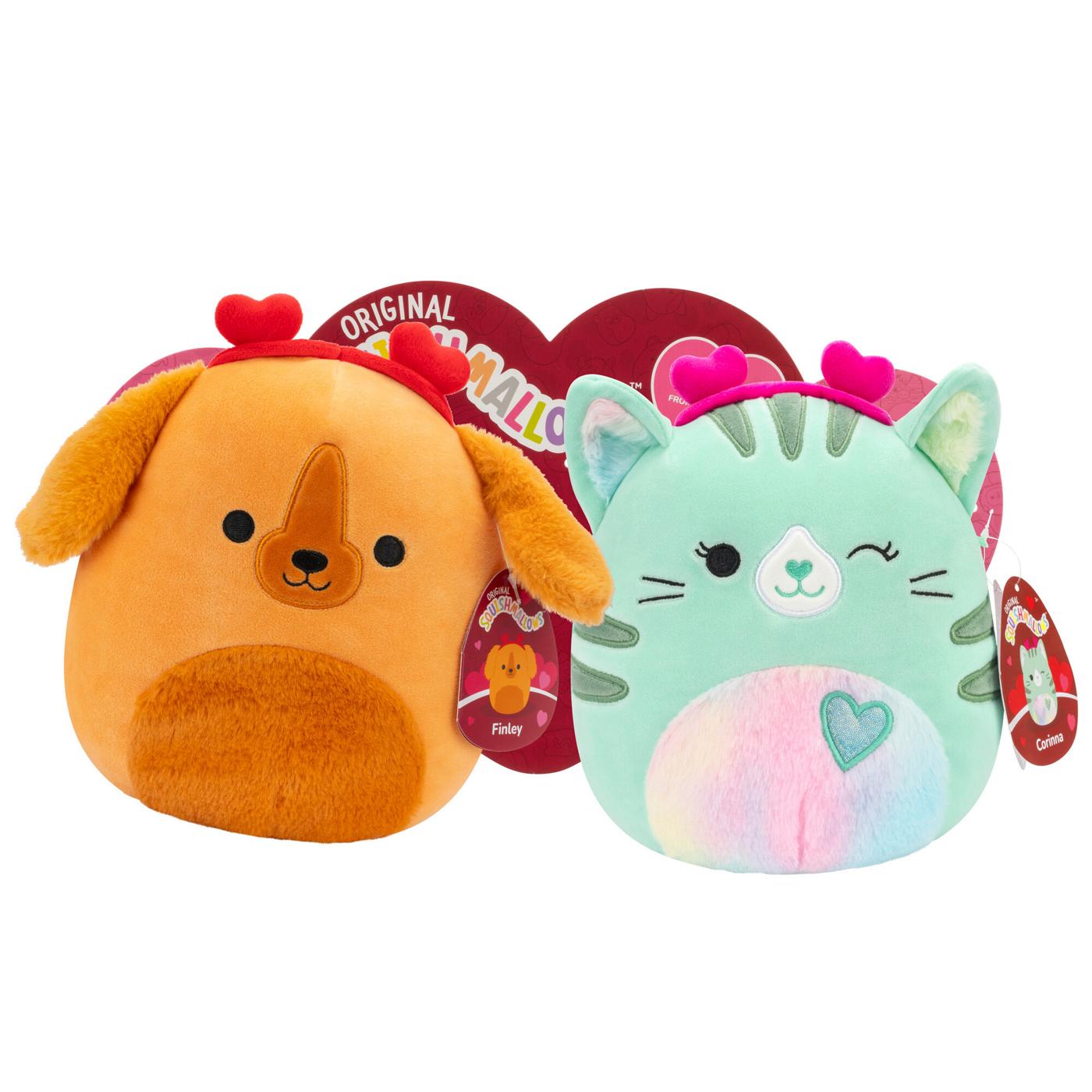 Squishmallows Finley the Golden Retriever & Corinna the Tabby Cat Valentine's Plush Duo; image 1 of 3