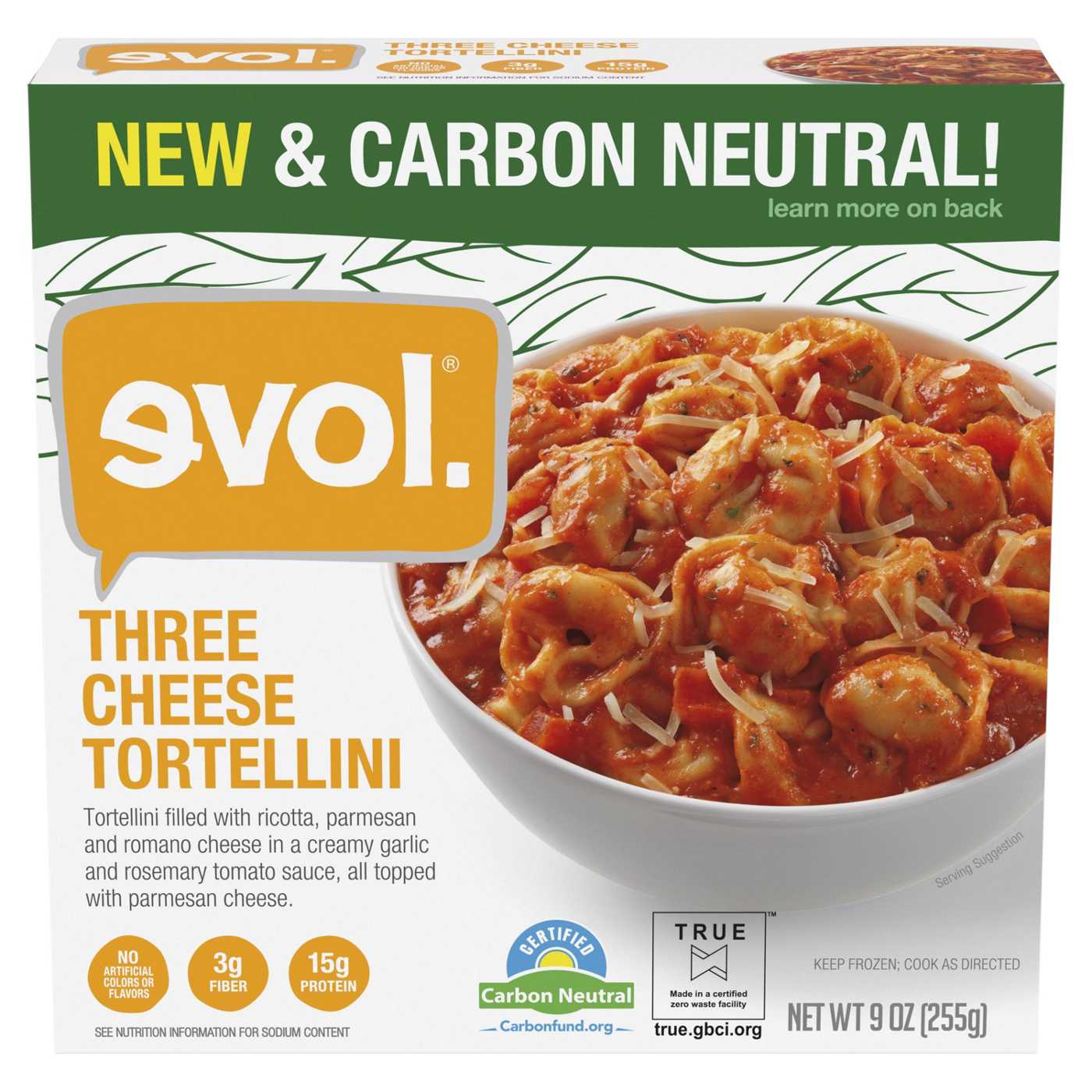 Evol Three Cheese Tortellini Frozen Meal; image 1 of 4