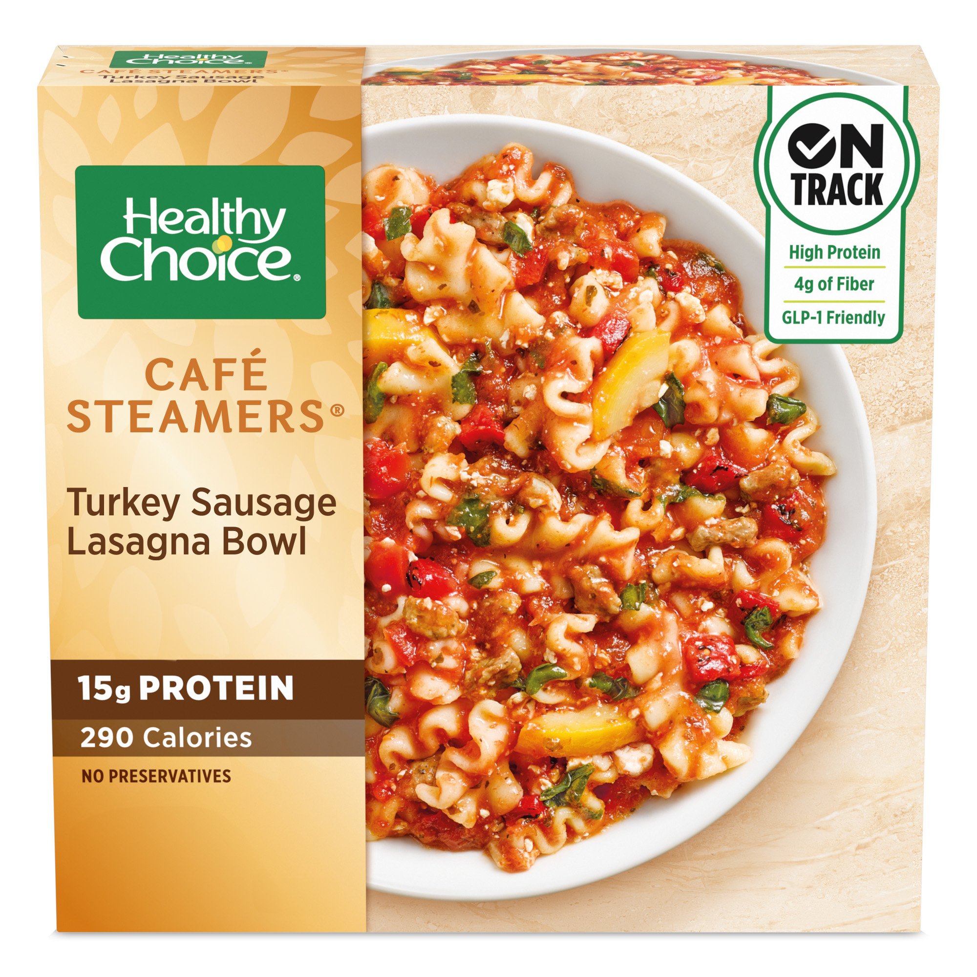 Healthy Choice Cafe Steamers Turkey Sausage Lasagna Bowl 15g Protein Frozen Meal, 10 oz