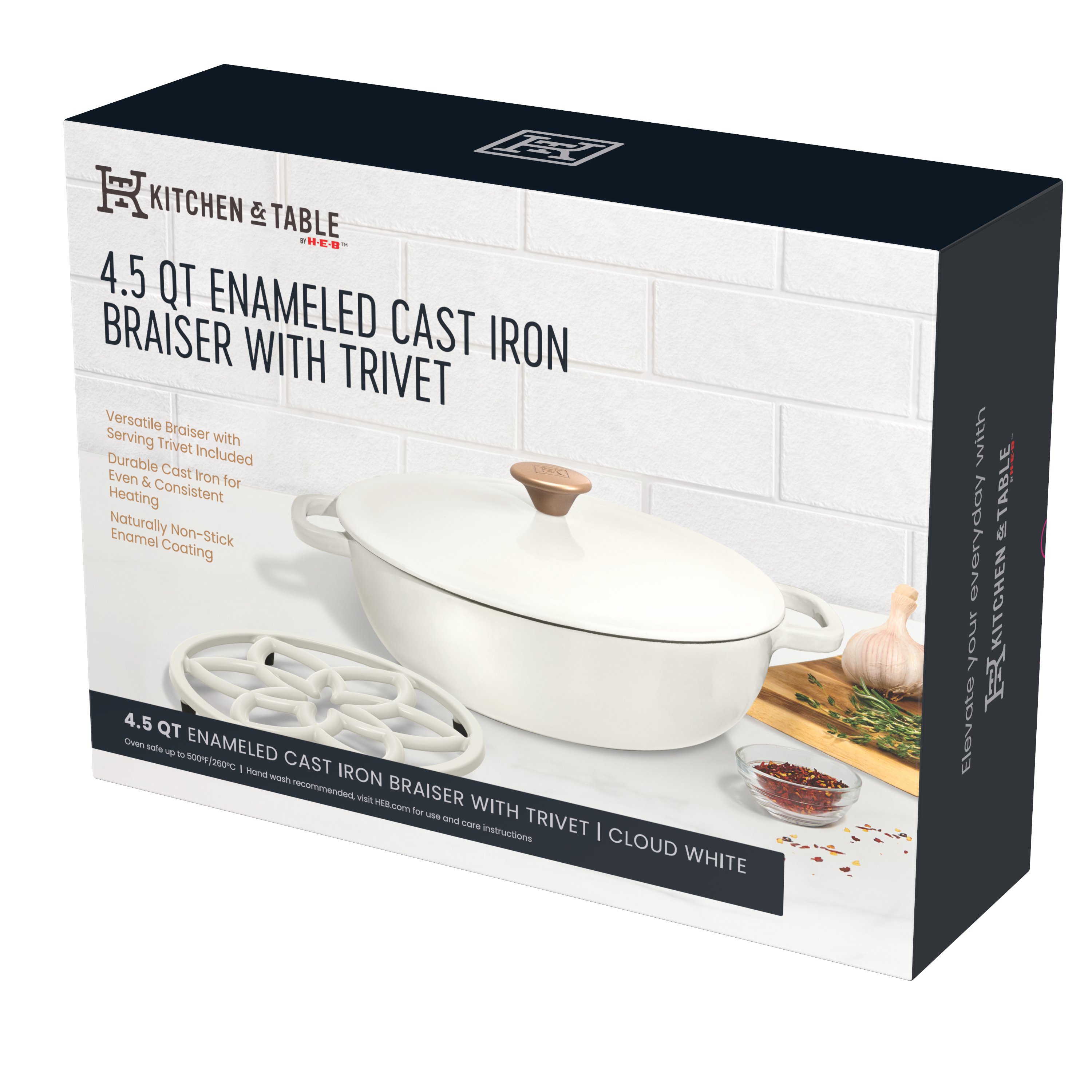 Kitchen & Table by H-E-B Enameled Cast Iron Braiser with Trivet