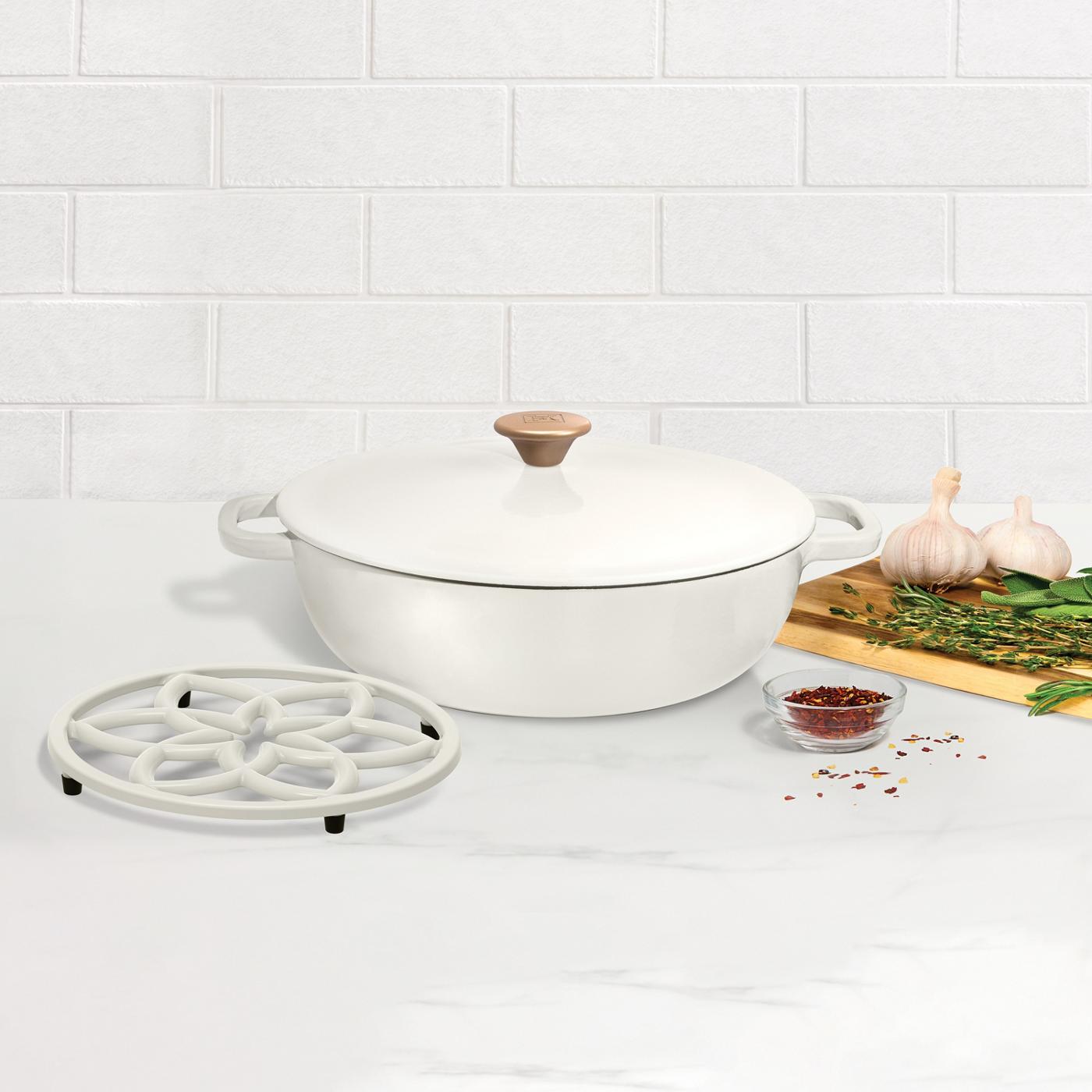 Kitchen & Table by H-E-B Enameled Cast Iron Skillet - Cloud White - Shop Frying  Pans & Griddles at H-E-B