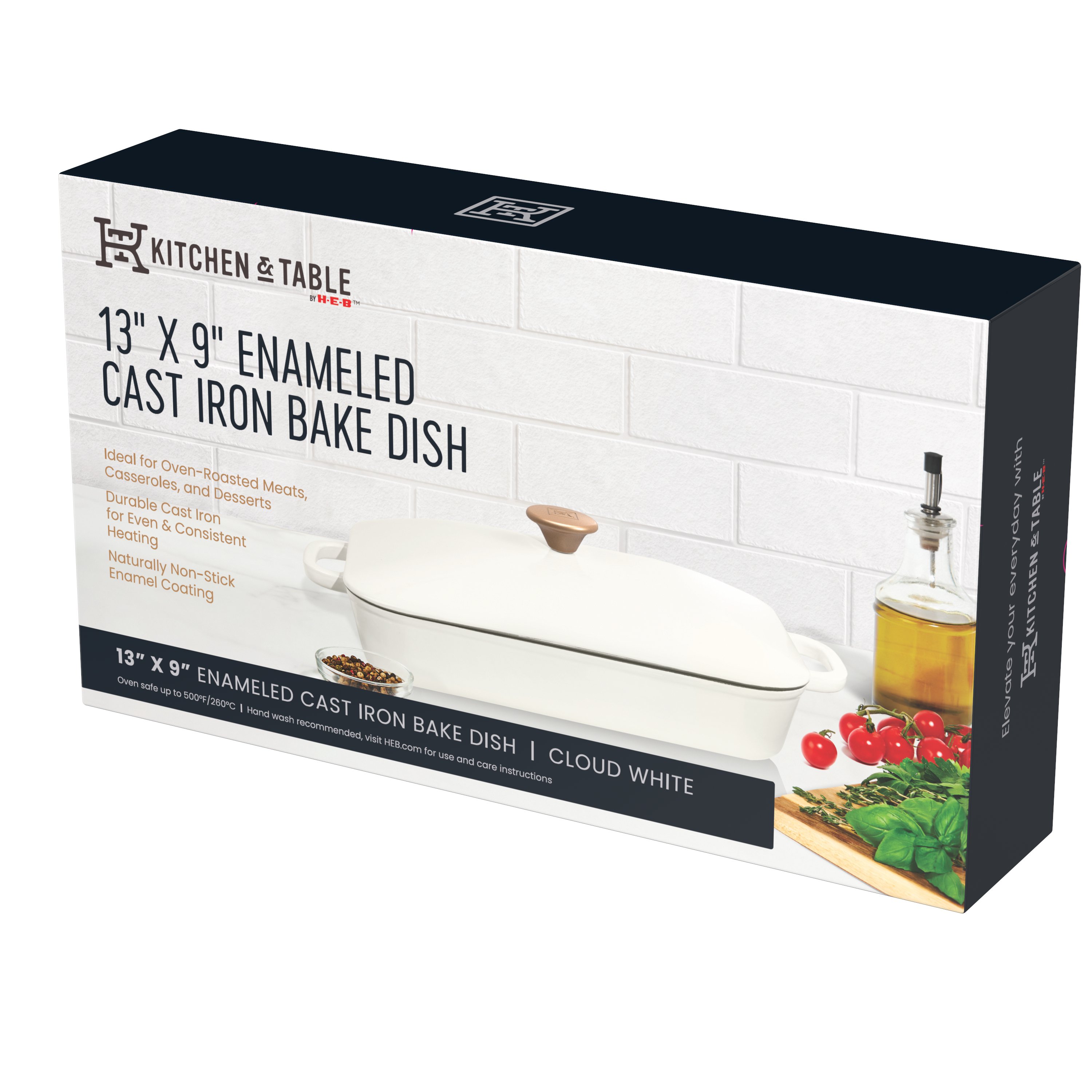 Enameled Cast Iron 13 x 9 Rectangular Baking Dish - White