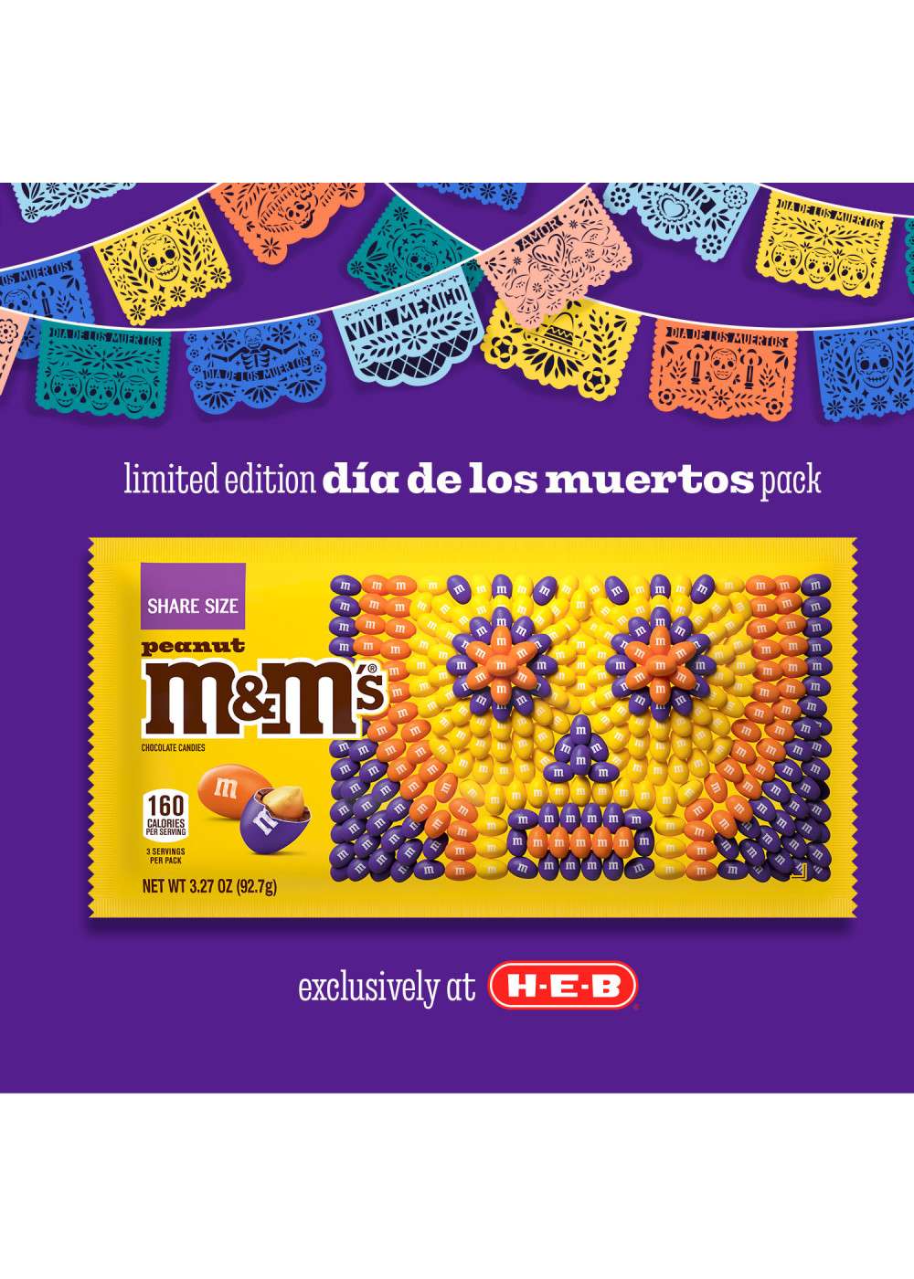 M&M's Limited Edition Peanut Chocolate Candy Featuring Purple Candy, Share  Size, 3.27 Oz Bag