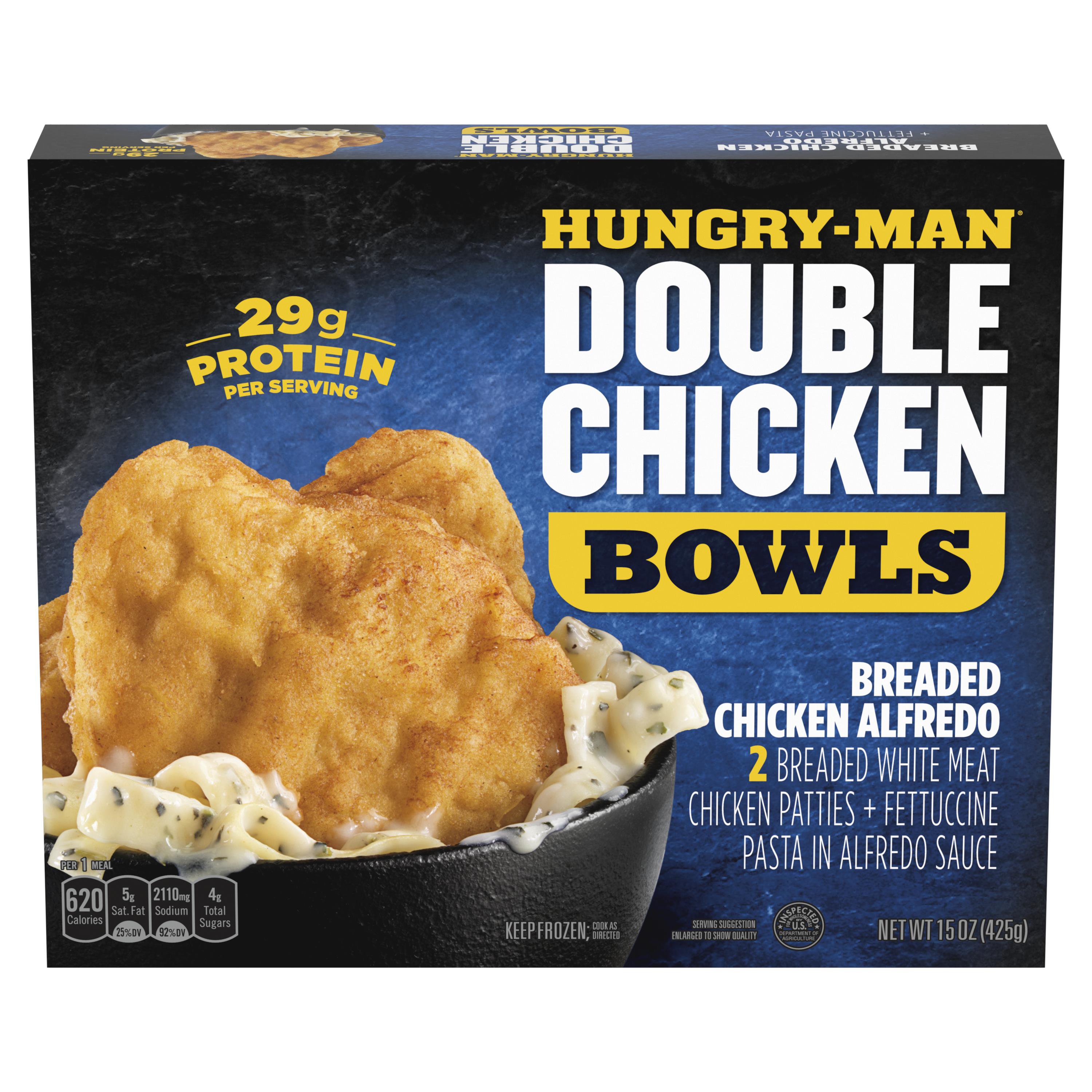 HungryMan Double Chicken Bowls Breaded Chicken Alfredo Frozen Meal Shop Entrees & Sides at HEB