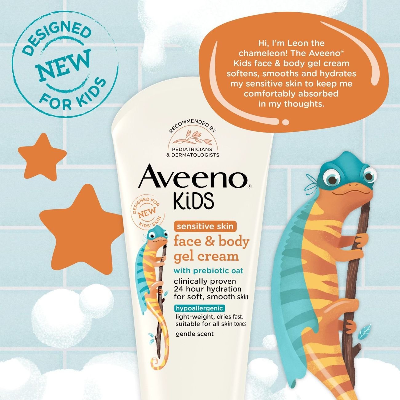 Aveeno Kids Sensitive Skin Gesichts- & Körperwäsche – Mit Haferextrakt, Sanft Reinigend, 45 Ml