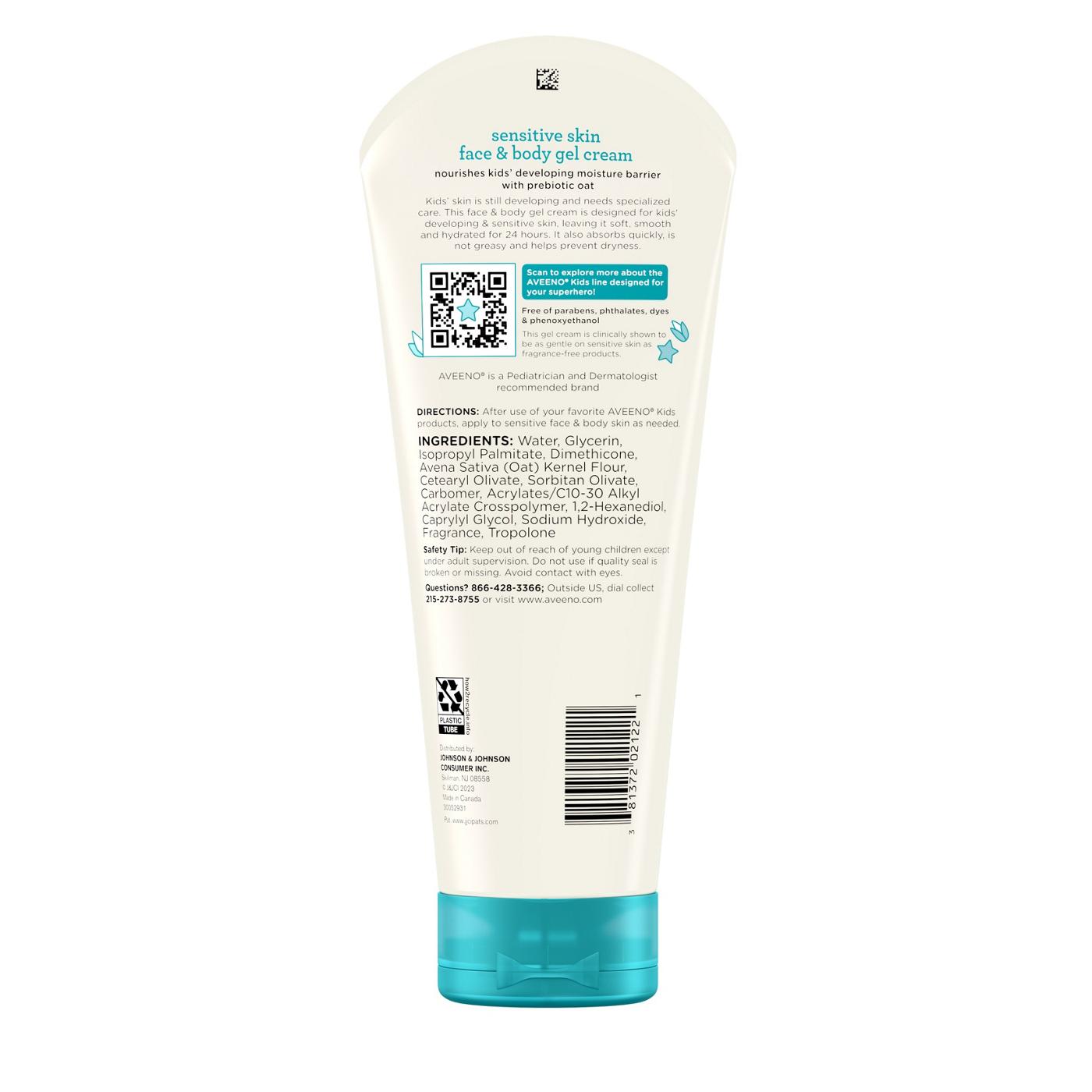 Aveeno Kids Sensitive Skin Face & Body Gel Cream; image 2 of 2