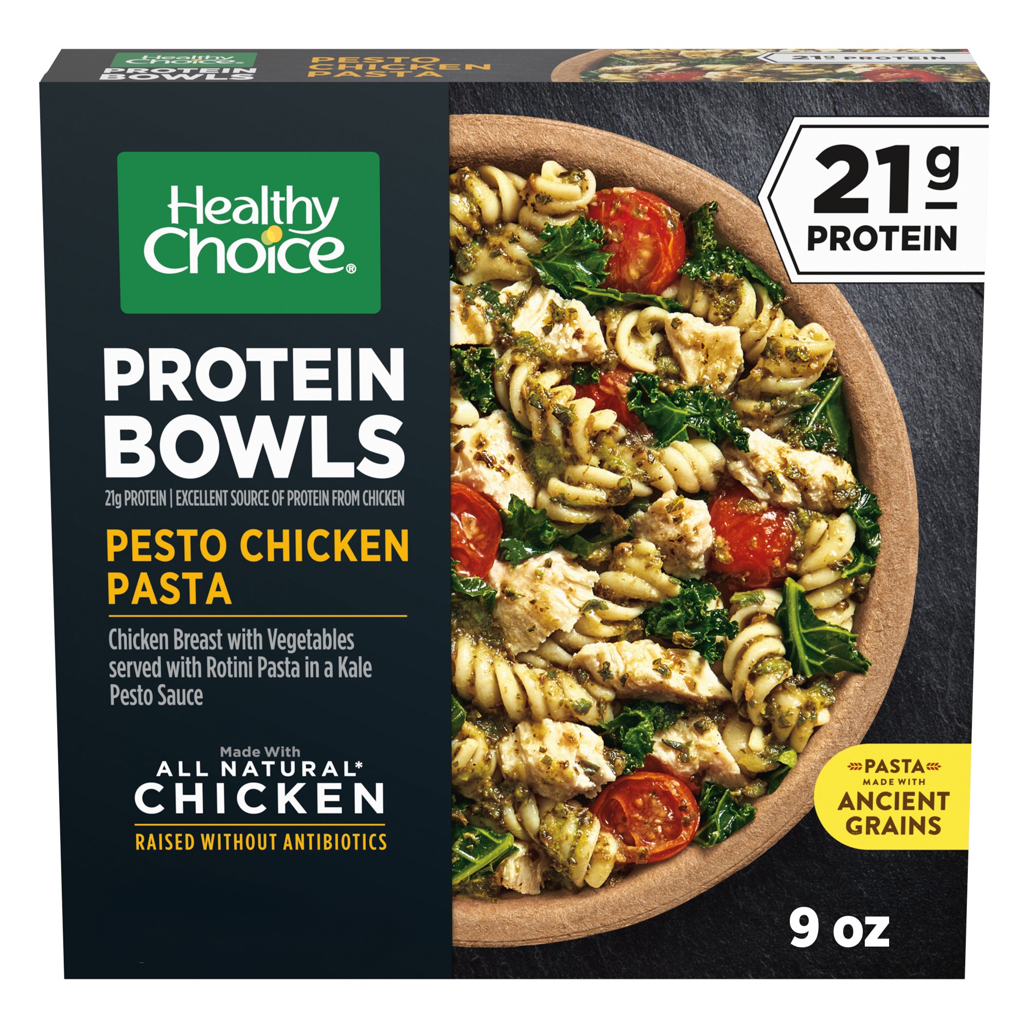 Healthy Choice Protein Bowls Pesto Chicken Pasta 21g Protein Frozen Meal, 9 oz